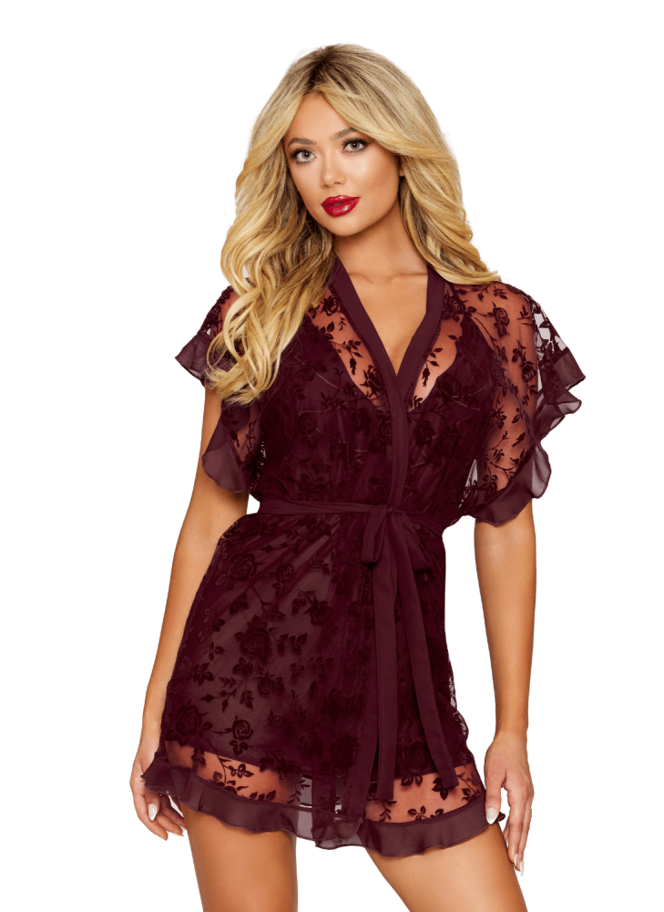 Nuisette et peignoir couleur aubergine - DG13666CHE
